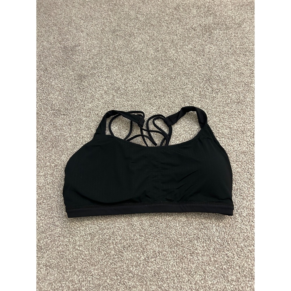 Lululemon Sports Bra Womens 6 Black Excellent Strappy Cage Back Yoga Workout